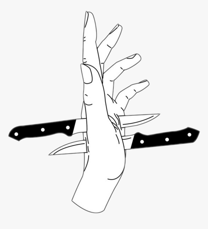 Transparent Knife Png - Knife In Hand Drawing, Png Download, Free Download