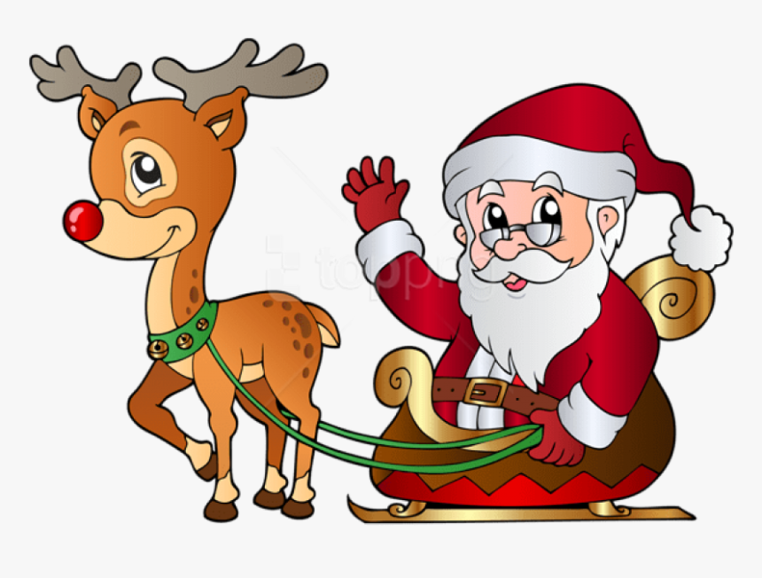 Santa And Rudolph Clipart , Transparent Cartoons - Santa Claus With Rudolph, HD Png Download, Free Download