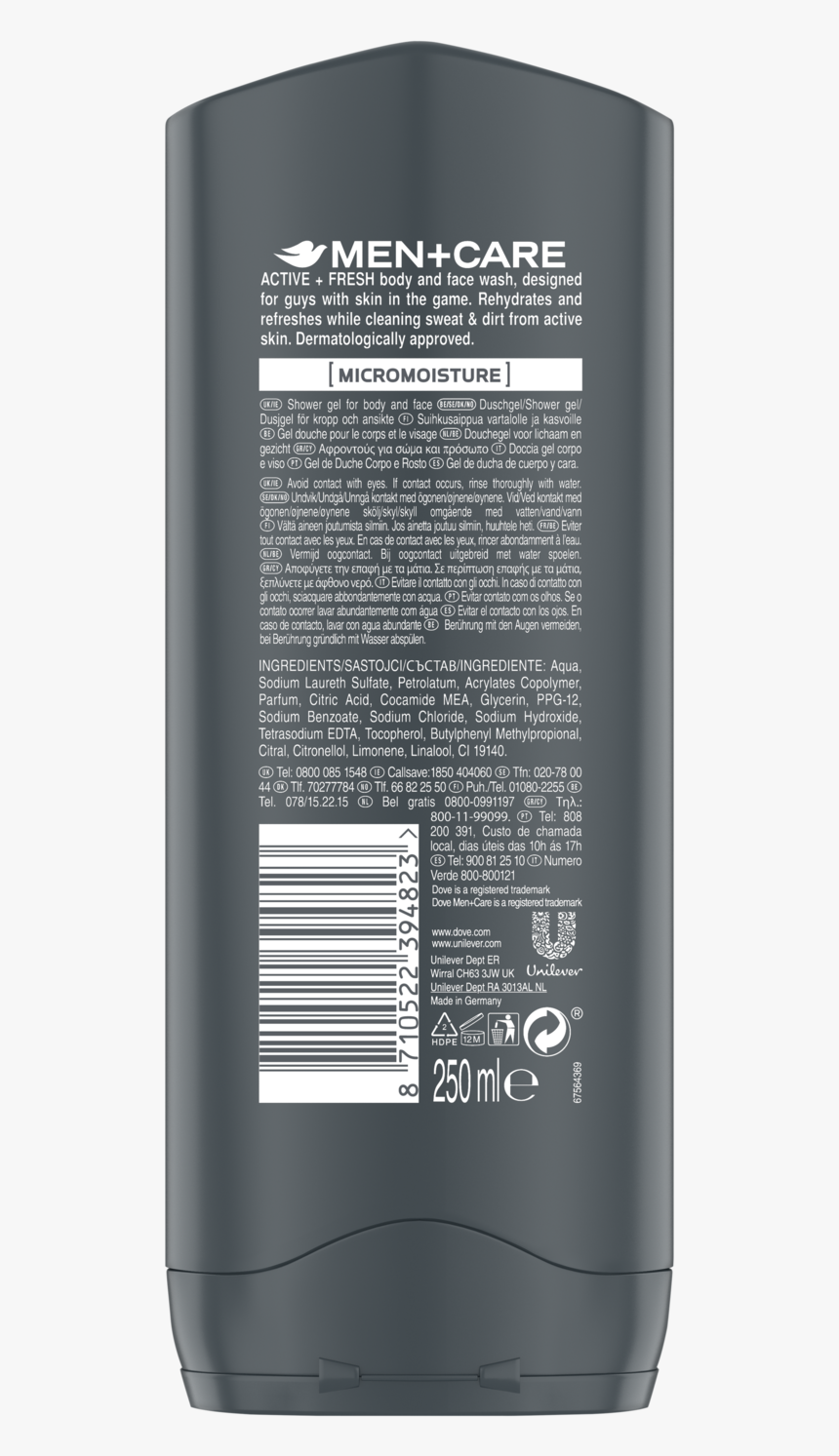 Skinclc Dove Men Care Sport Active Fresh 250ml - Energy Drink, HD Png Download, Free Download