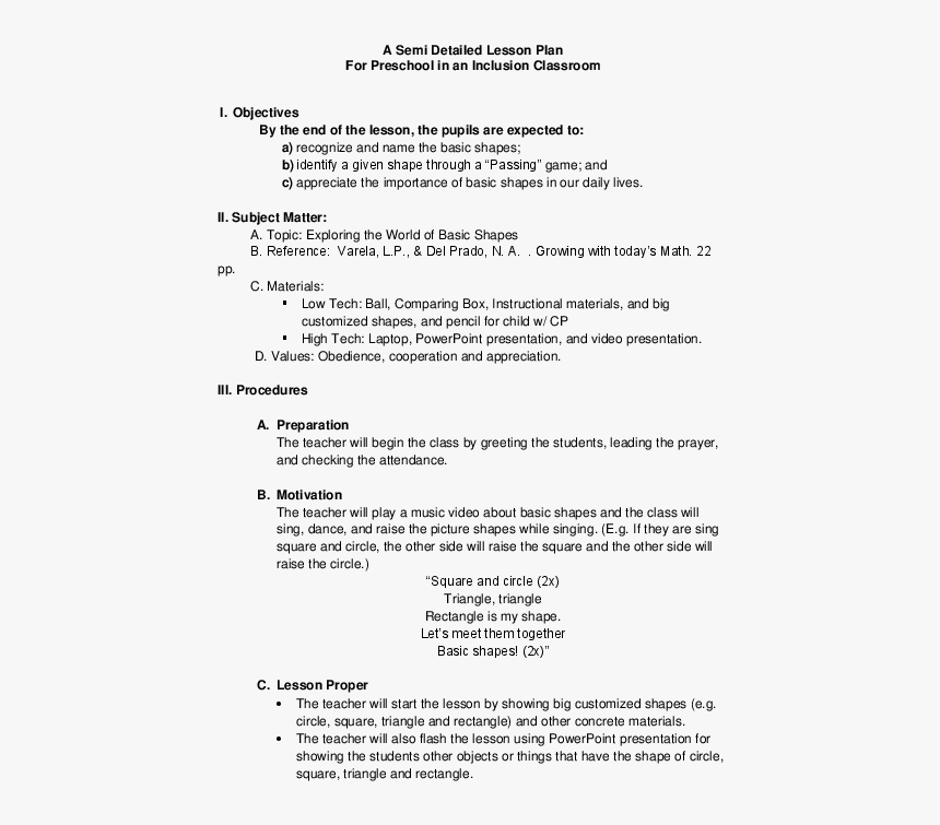 Detailed Lesson Plan Template from www.kindpng.com