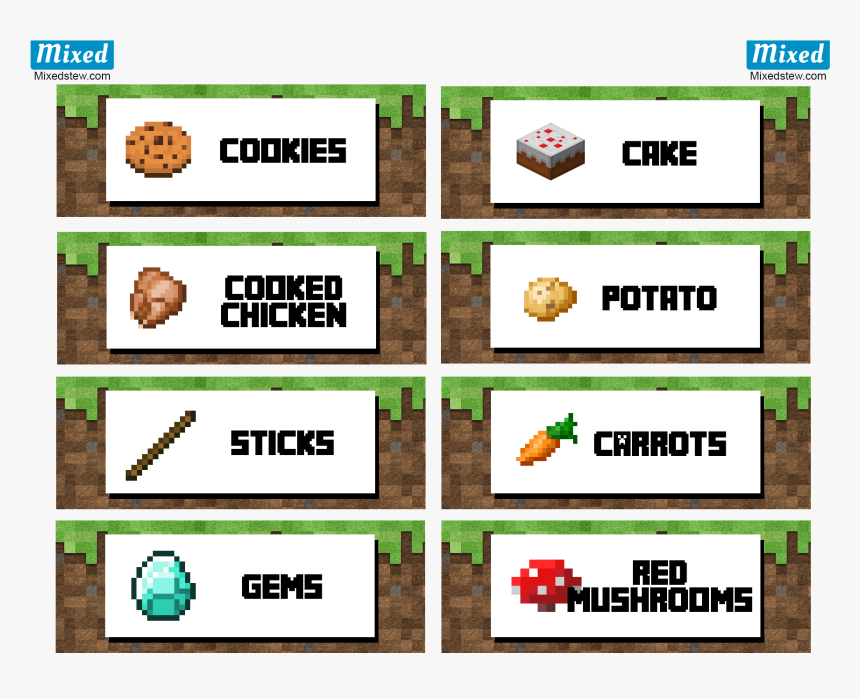 Minecraft Printable Food Labels, HD Png Download, Free Download