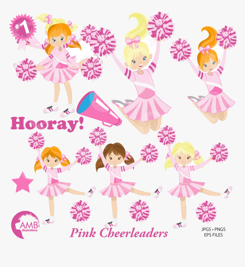 Sports Cheerleaders Clipart Pink Trophy Commercial, HD Png Download, Free Download