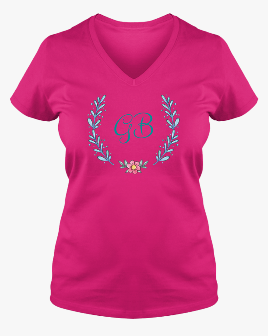 Unique Tee Personalized Wreath Custom Name Initial - T Shirt Fucsia Png, Transparent Png, Free Download