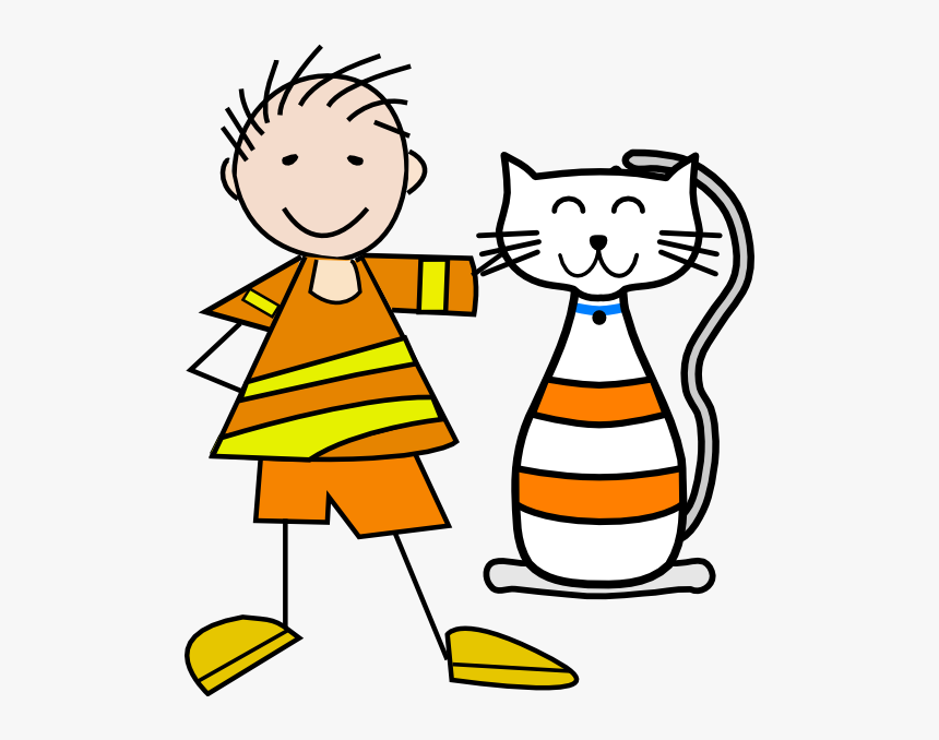 Transparent Calico Cat Png - Cartoon Cat And Boy, Png Download, Free Download