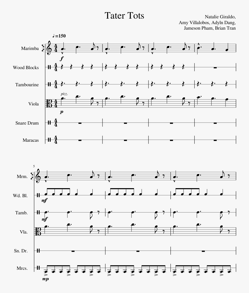 Transparent Tater Tots Png - Sheet Music, Png Download, Free Download