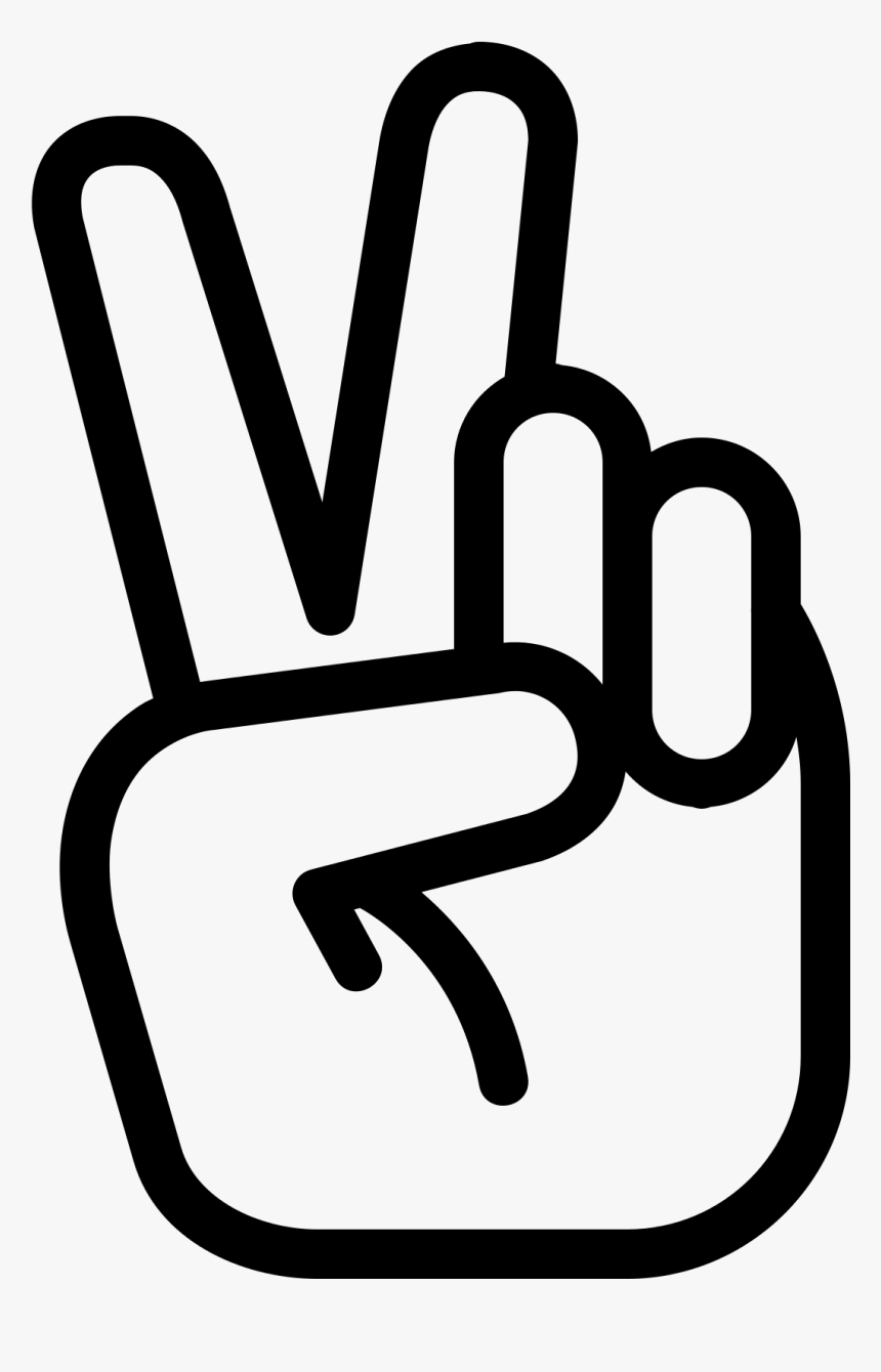 Transparent Peace Word Clipart - Hand Peace Sign Black And White, HD Png Download, Free Download