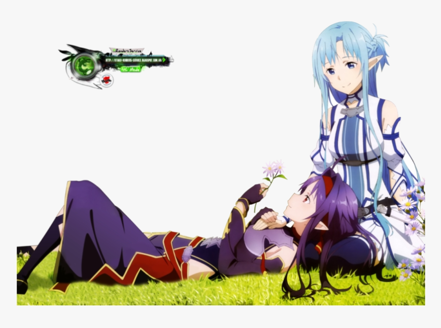 Sword Art Online Asuna Yuuki Bye Wallpaper Transparent - Sword Art Online Asuna And Yuuki, HD Png Download, Free Download