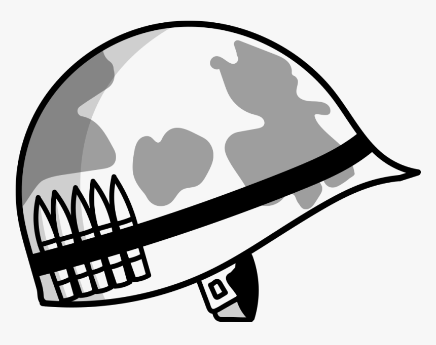 Army Helmet Black And White Drawing, HD Png Download, Free Download