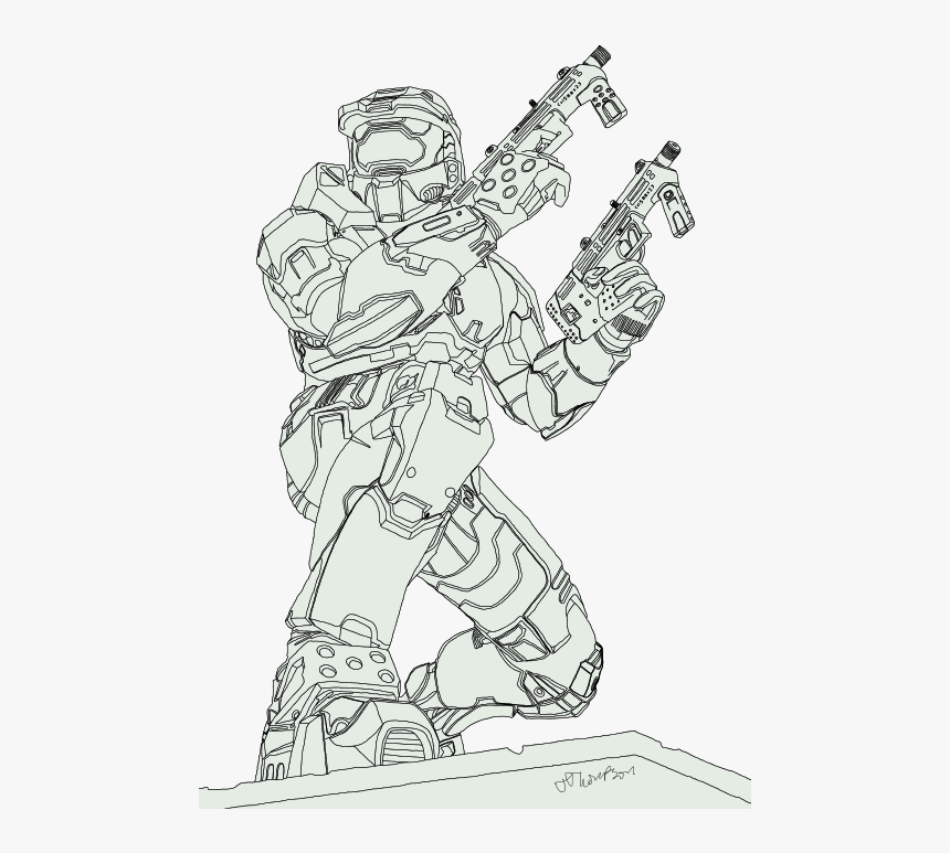 Halo 2 Master Chief Drawing, HD Png Download, Free Download