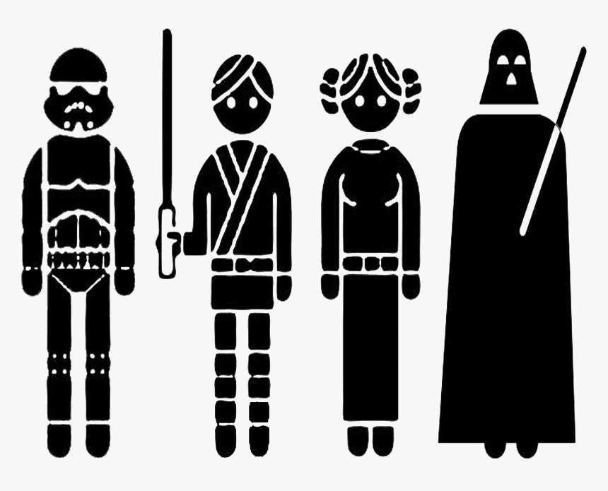 Transparent Wall Clipart Black And White - Outline Of Star Wars Characters, HD Png Download, Free Download