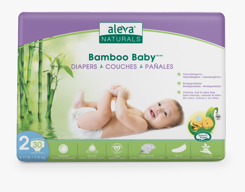 Bamboo Baby Diapers Size 2 Front - Aleva Baby Wipes, HD Png Download, Free Download