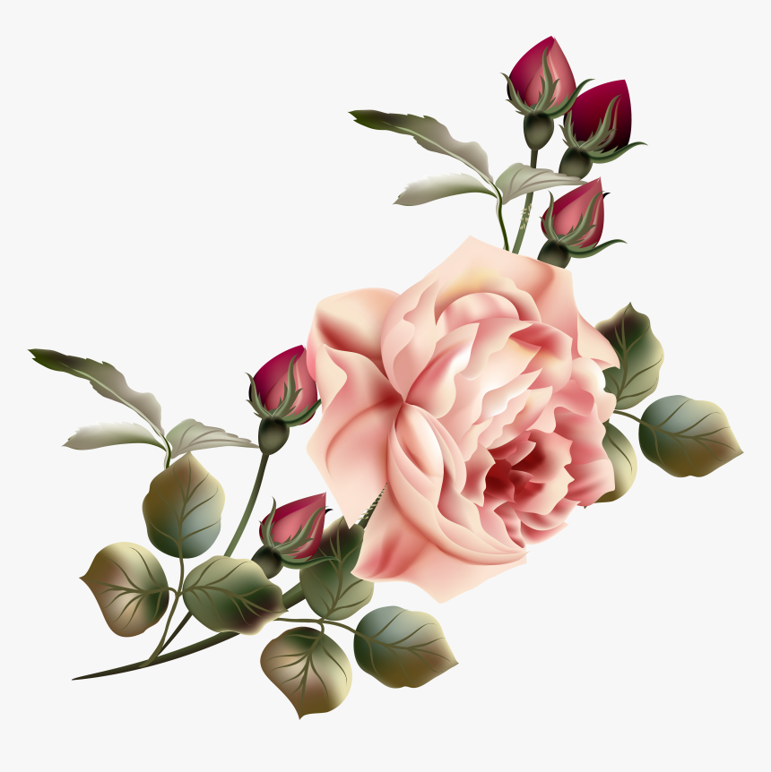 Vintage Roses Png - Vintage Flowers Transparent Background, Png Download, Free Download