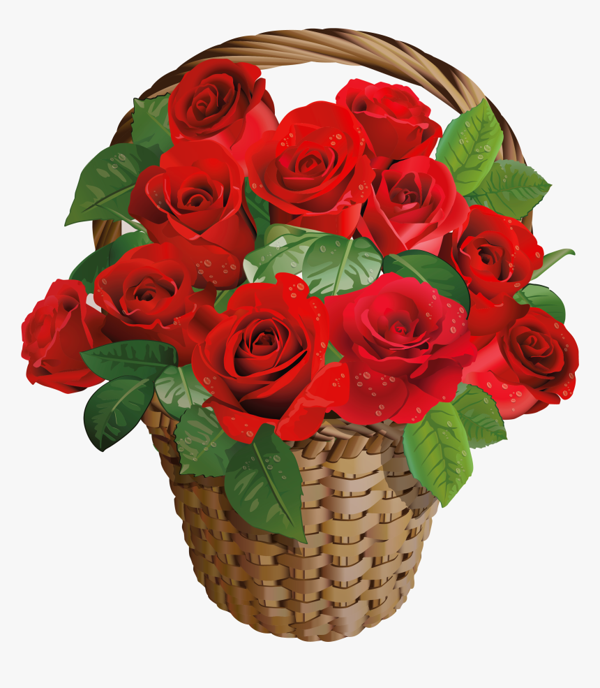 Valentines Day Roses Png Download Image - Rose Basket Png, Transparent Png, Free Download