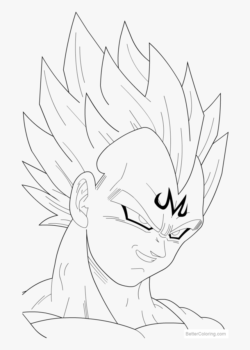 Free Majin Vegeta Coloring Pages By Mrgekon Printable - Majin Vegeta Drawing Easy, HD Png Download, Free Download