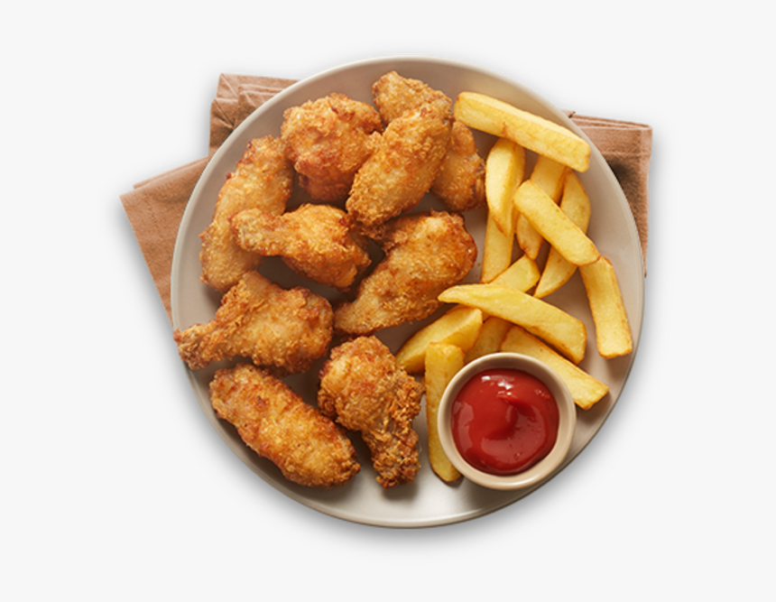Kfc Png - Chicken Wing With French Fries, Transparent Png, Free Download