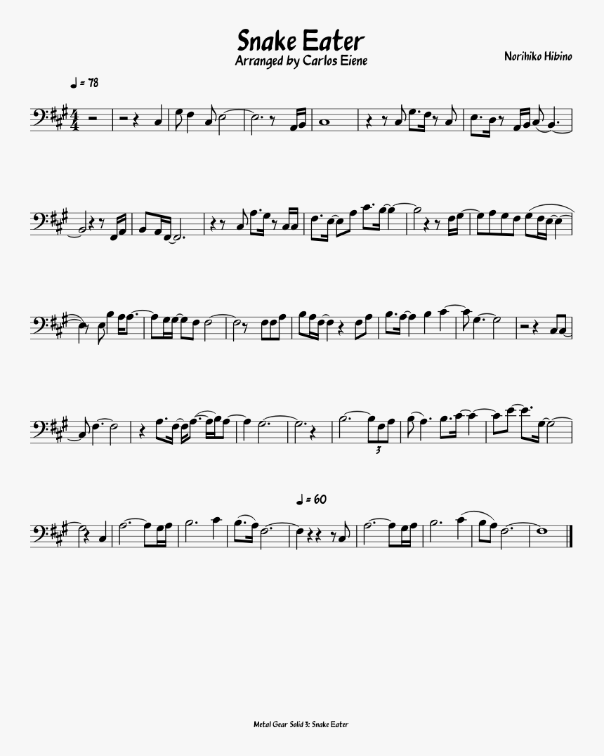 Transparent Solid Snake Png - Snake Eater Metal Gear Sheet Music, Png Download, Free Download