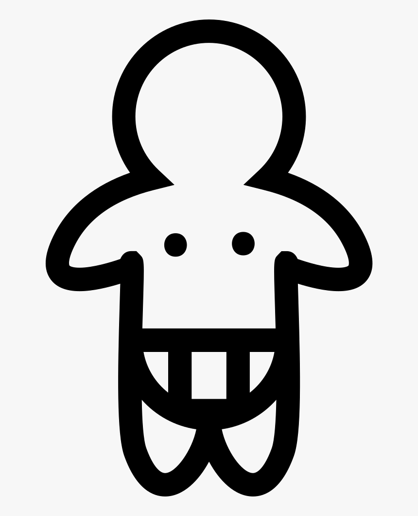 Baby Wearing Diaper Only Outline - Baby With Diaper Icon, HD Png Download, Free Download