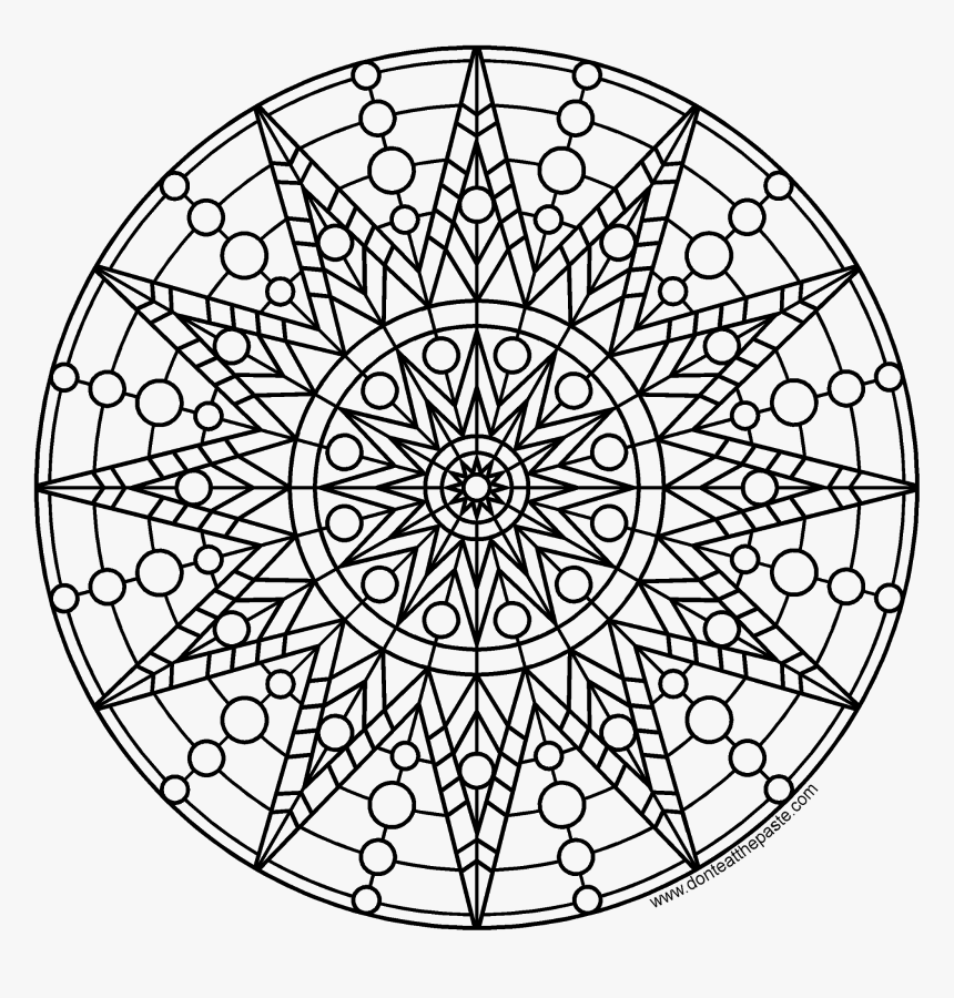 Star And Circle Mandala To Print And Color- Available - Coloring 12 Sided Mandala, HD Png Download, Free Download