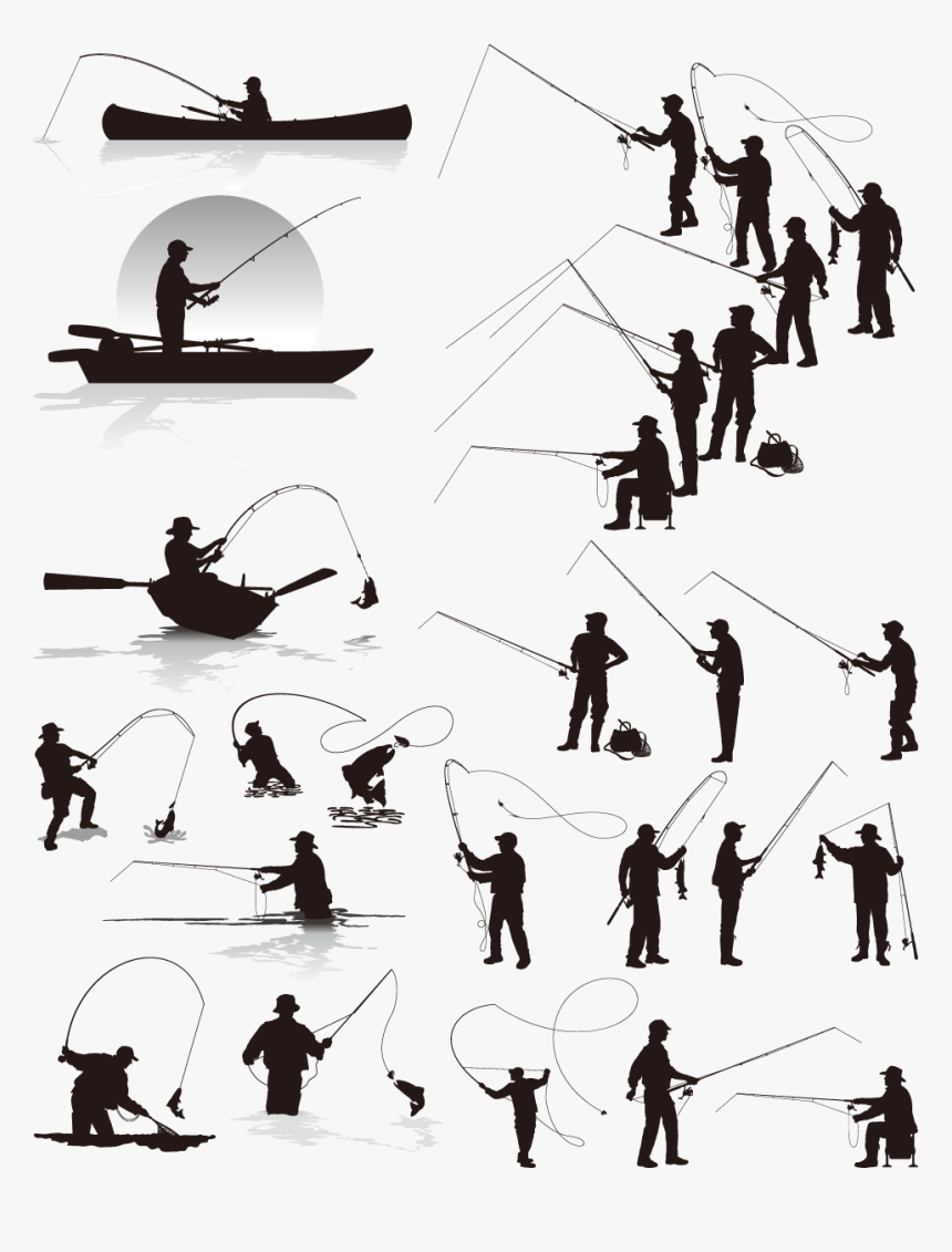 Northern Pike Fisherman Fishing Silhouette - Free Vector Fishing Silhouette, HD Png Download, Free Download