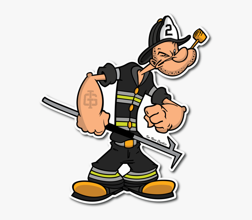 Engine Man Decal Pinterest - Popeye Firefighter, HD Png Download, Free Download