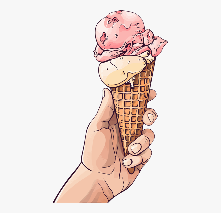 Dairy Product,human Leg,muscle - Holding Ice Cream Cone Png, Transparent Png, Free Download