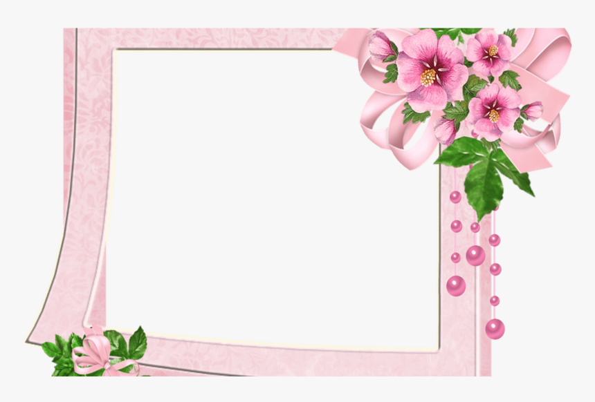 Cute Pink Transparent Photo Frame With Flowers Gallery - Floral Frames And Borders, HD Png Download, Free Download