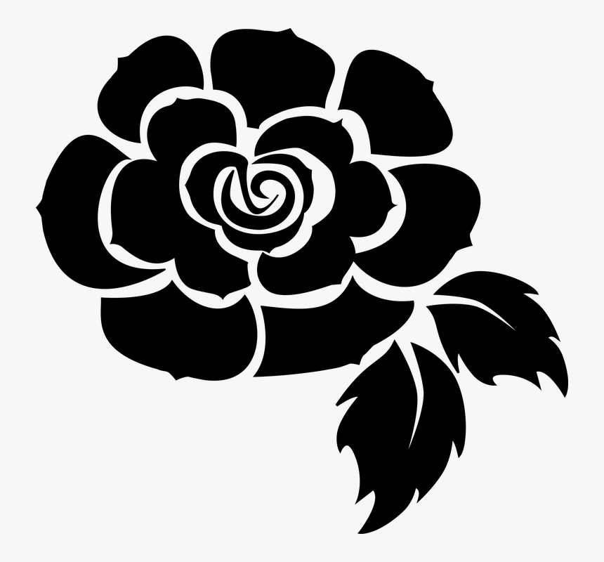 Flores, Rosa, Rosa Vector, Flor, Rosa Abierta - Flower Vector Black And White Png, Transparent Png, Free Download
