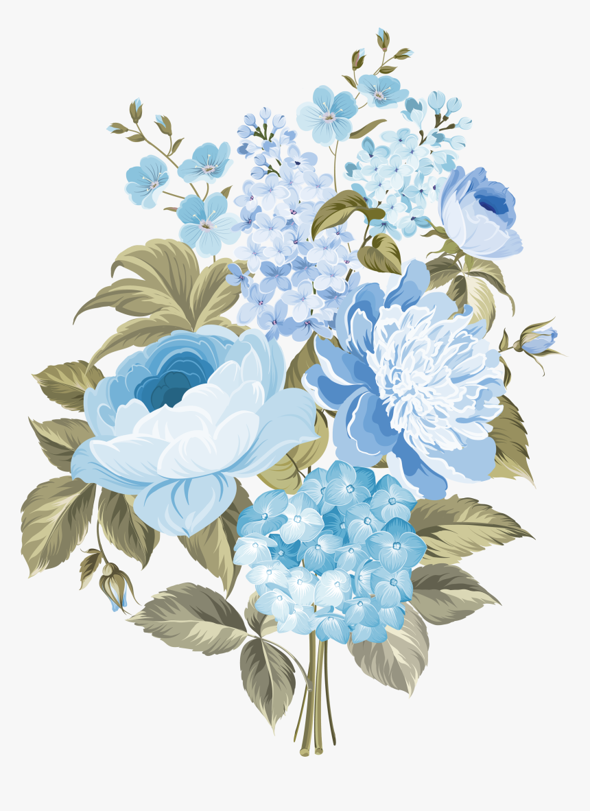 Clip Art My Design Blue Flowers - Blue Vintage Flowers Png, Transparent Png, Free Download