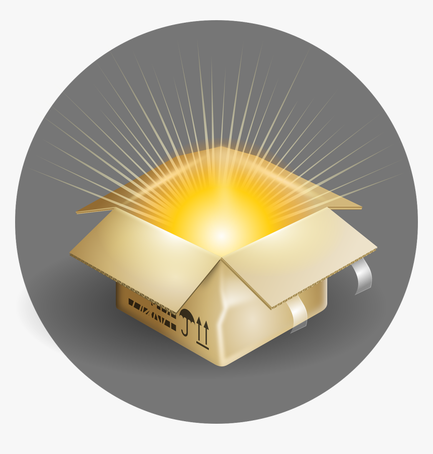 Vector Illustration Of Cardboard Box With Rays Of Light - Magic Box Clip Art, HD Png Download, Free Download