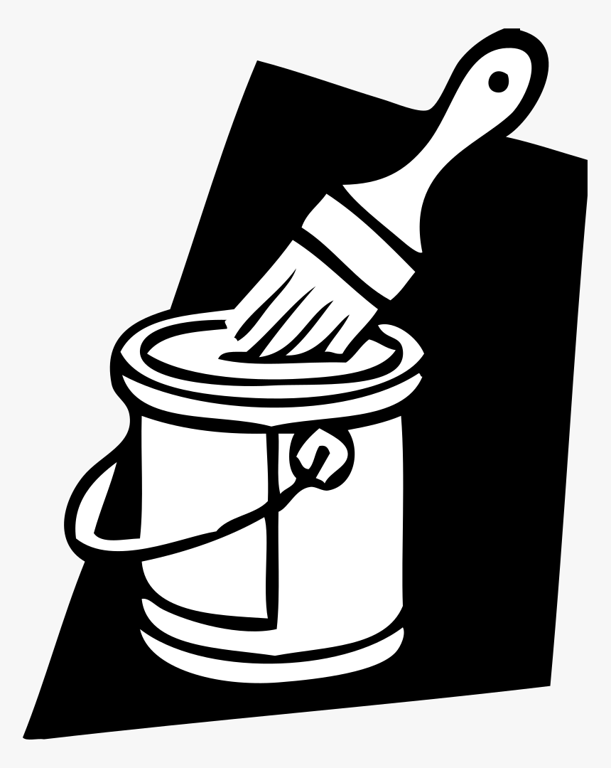 Paint Can And Brush - Paint Image Black And White, HD Png Download, Free Download