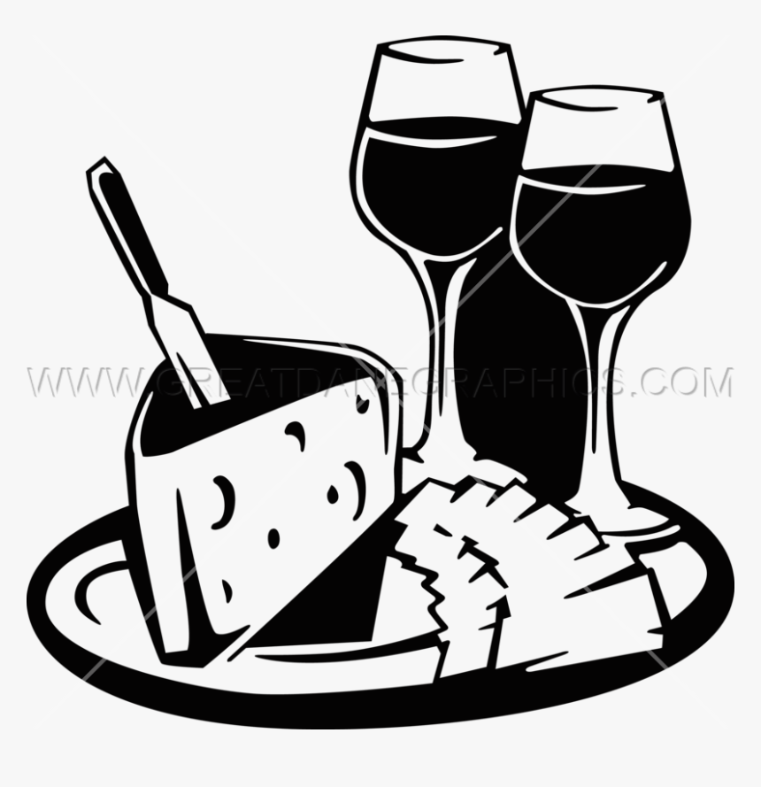 Cheese And Wine Black And White, HD Png Download, Free Download