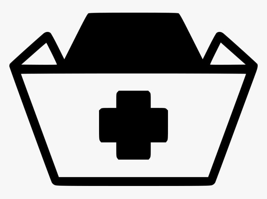 Nurse Hat Cross Medical Medic - Nursing Cap Clip Art Black And White, HD Png Download, Free Download