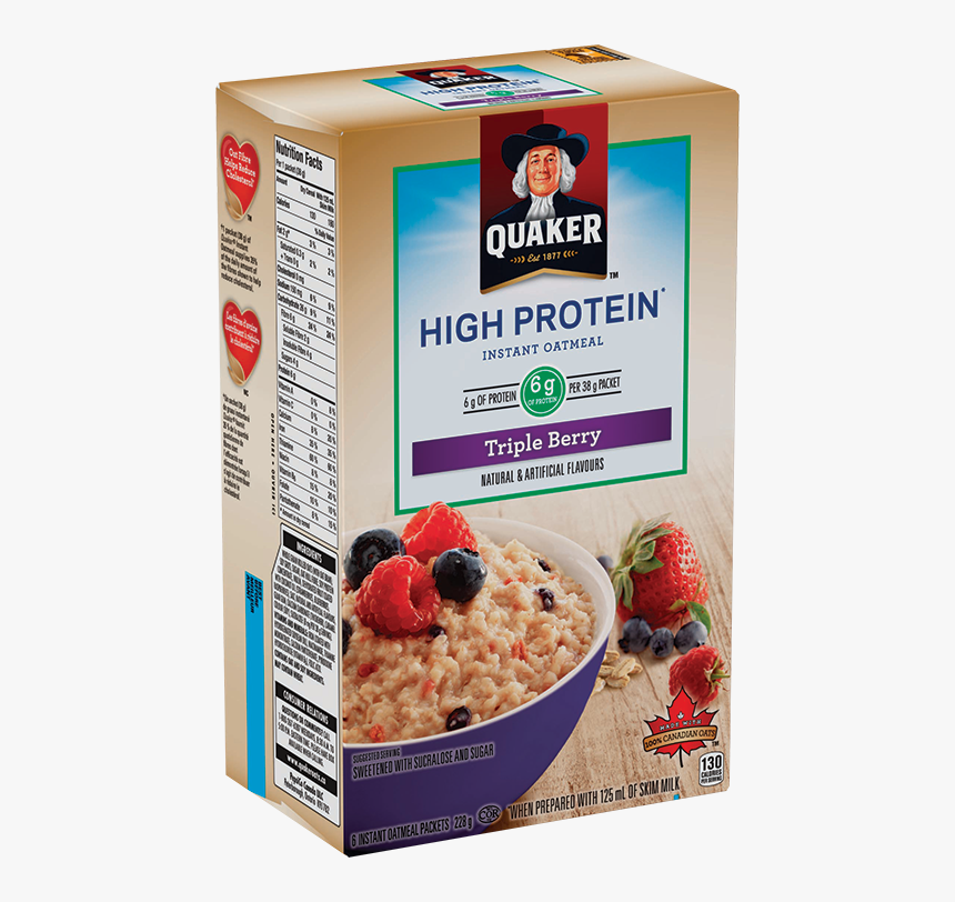 Quaker® Protein Triple Berry Flavour Instant Oatmeal - Quaker Triple Berry Oatmeal, HD Png Download, Free Download