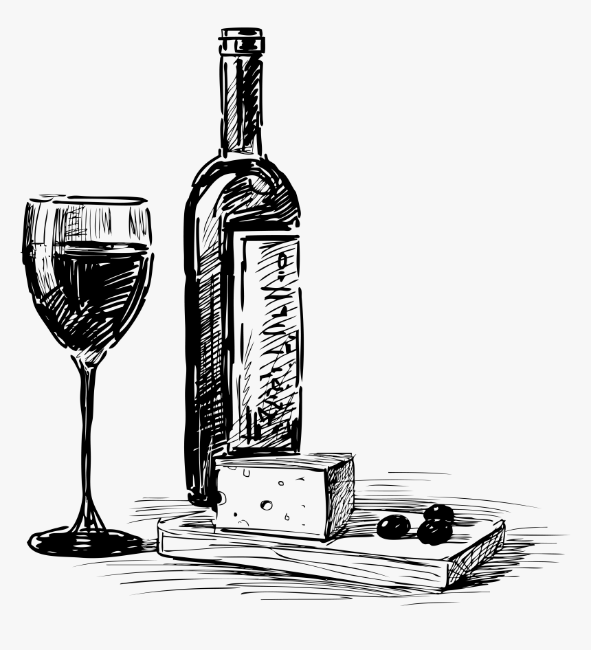 Drawn Vine Transparent - Hand Drawn Wine Bottle Png, Png Download, Free Download