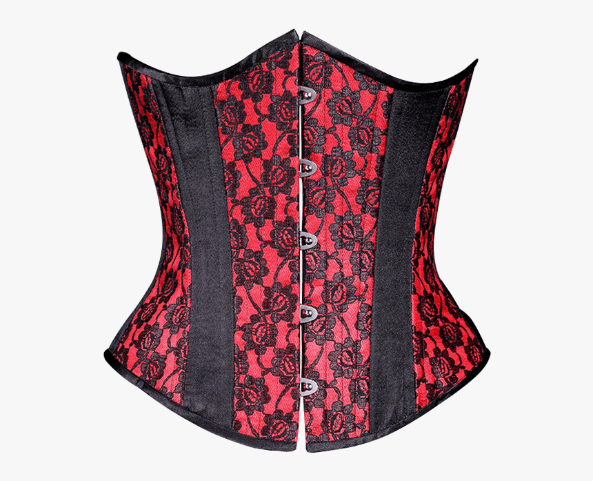 Red And Black Lace Underbust Corset - Corset, HD Png Download, Free Download