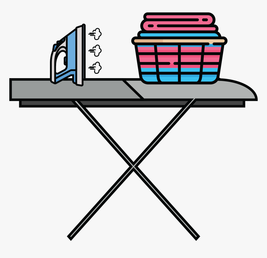 Iron Clipart Folding Clothes - Iron With Ironing Board Icon Png File, Transparent Png, Free Download