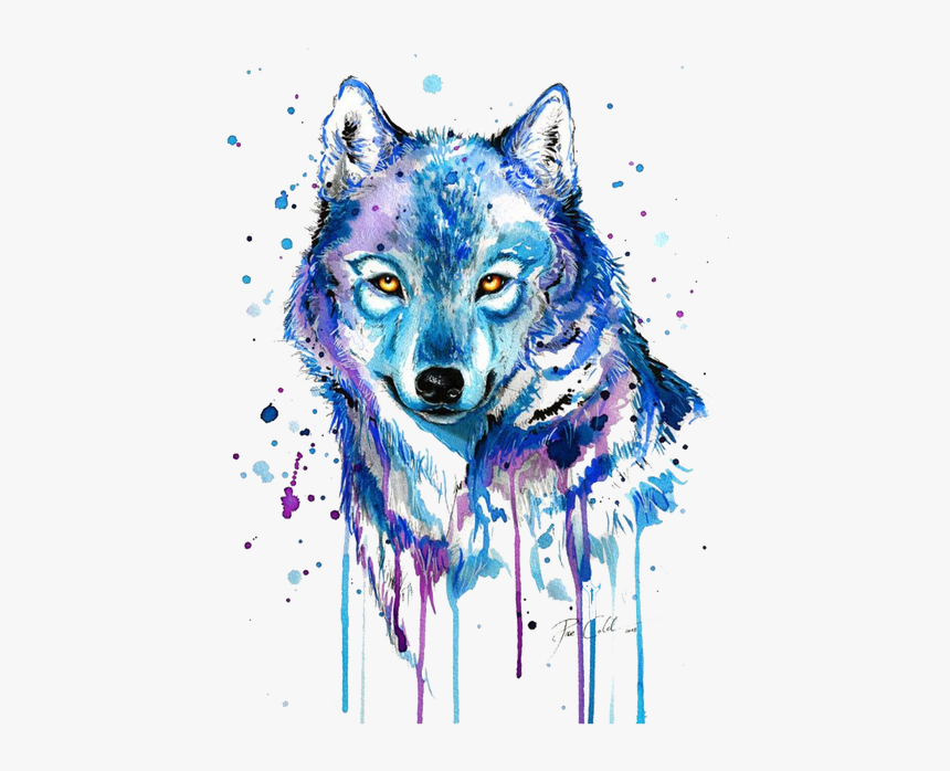 #purple #wolf #abstract #blue #paint #ftestickers - Drawing Wolf, HD Png Download, Free Download