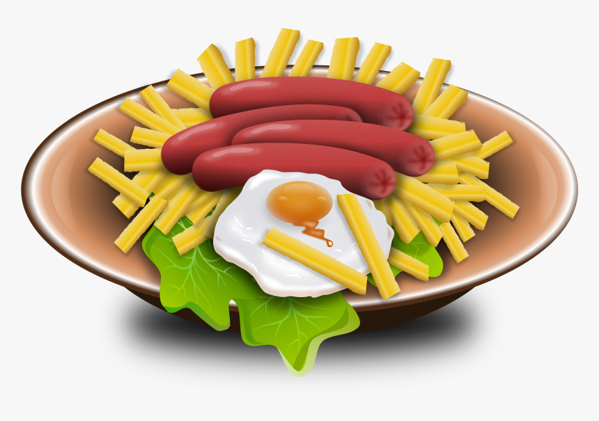 Hot Dog, Huevo, Huevo Frito, Papas Fritas, Lechuga - Chips And Fried Egg Clipart, HD Png Download, Free Download