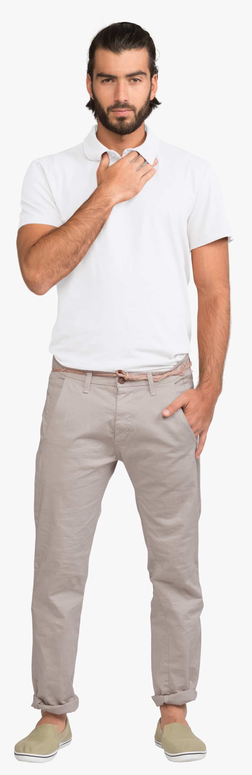 Man With T Shirt Png - Man In White Polo, Transparent Png, Free Download