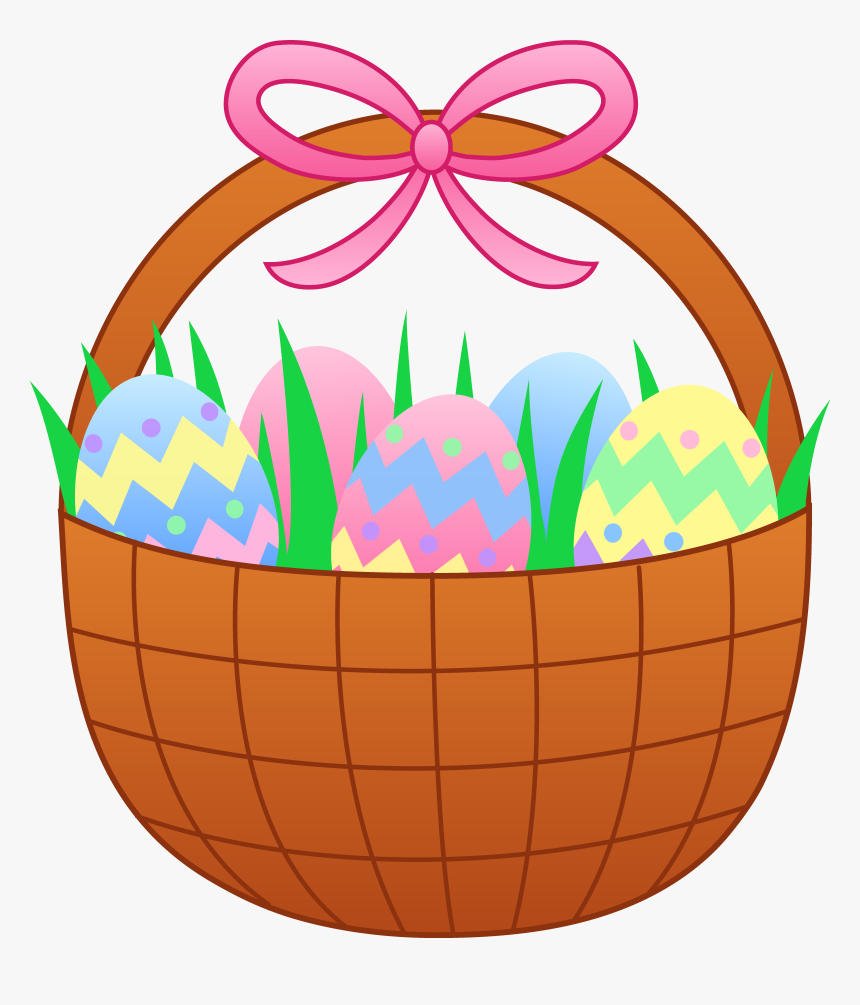 Easter Basket With Colorful Eggs - Transparent Easter Basket Cartoon, HD Png Download, Free Download