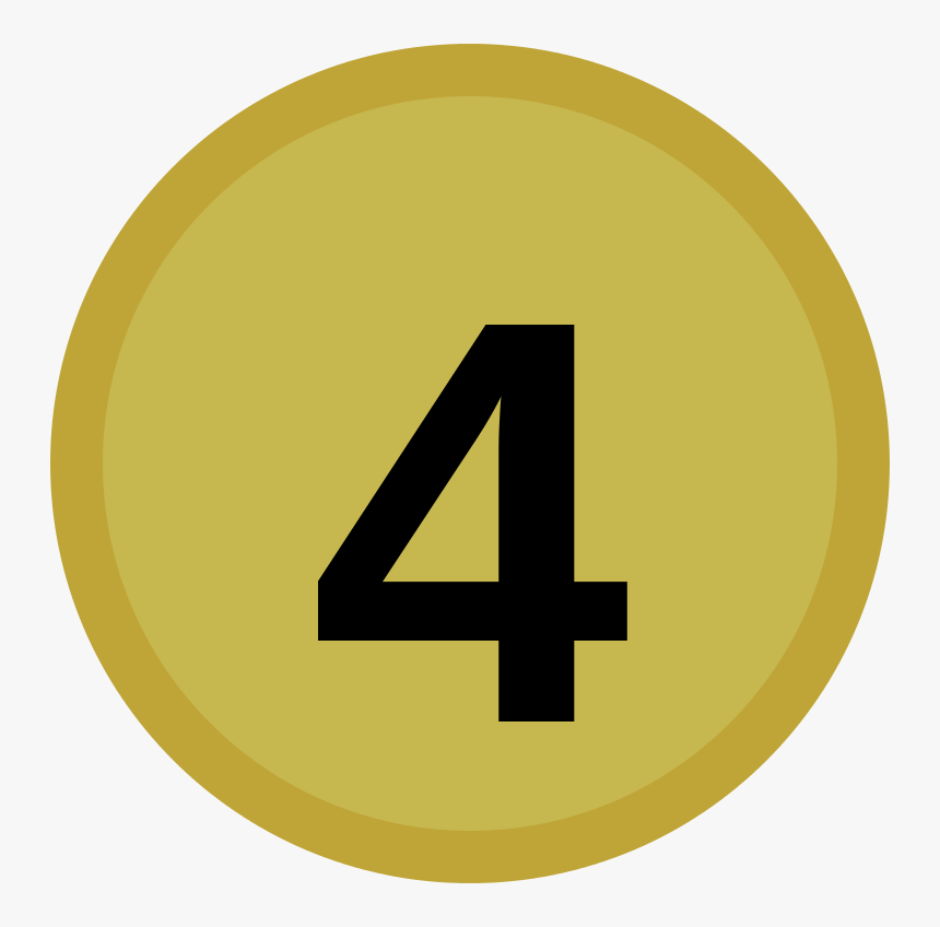 Free High Quality Medal Icon - Number 4 Icon Yellow, HD Png Download, Free Download
