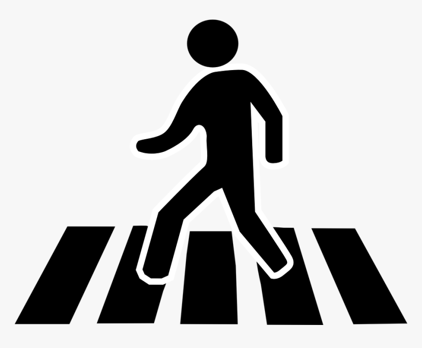 Pedestrian, Cross-walk, Street, Pictogram, Sign, Black - Zebra Crossing Clipart Black And White, HD Png Download, Free Download