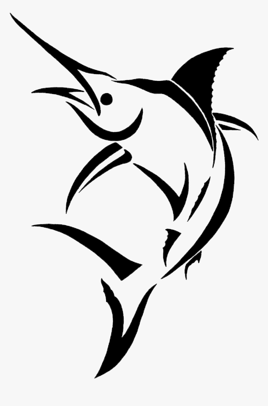Sailfish Paper Decal Atlantic Blue Marlin Clip Art - Blue Marlin Black And White Clipart, HD Png Download, Free Download