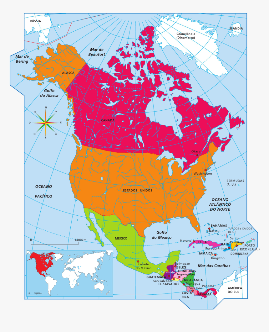 Clip Art Mapas De America Del - Map Of Canada, HD Png Download, Free Download