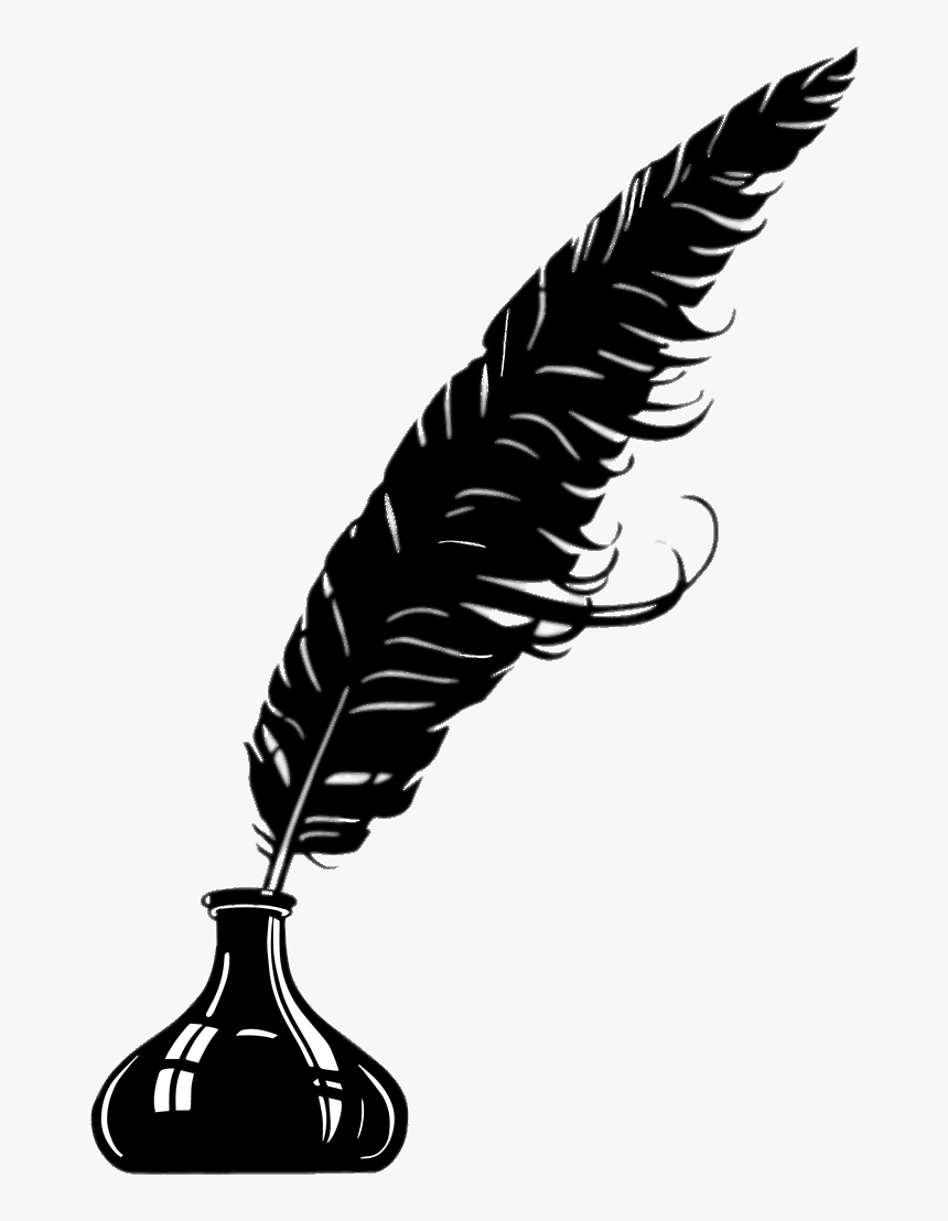 Feather Quill Pen Clipart - Black And White Ink And Pen, HD Png Download, Free Download