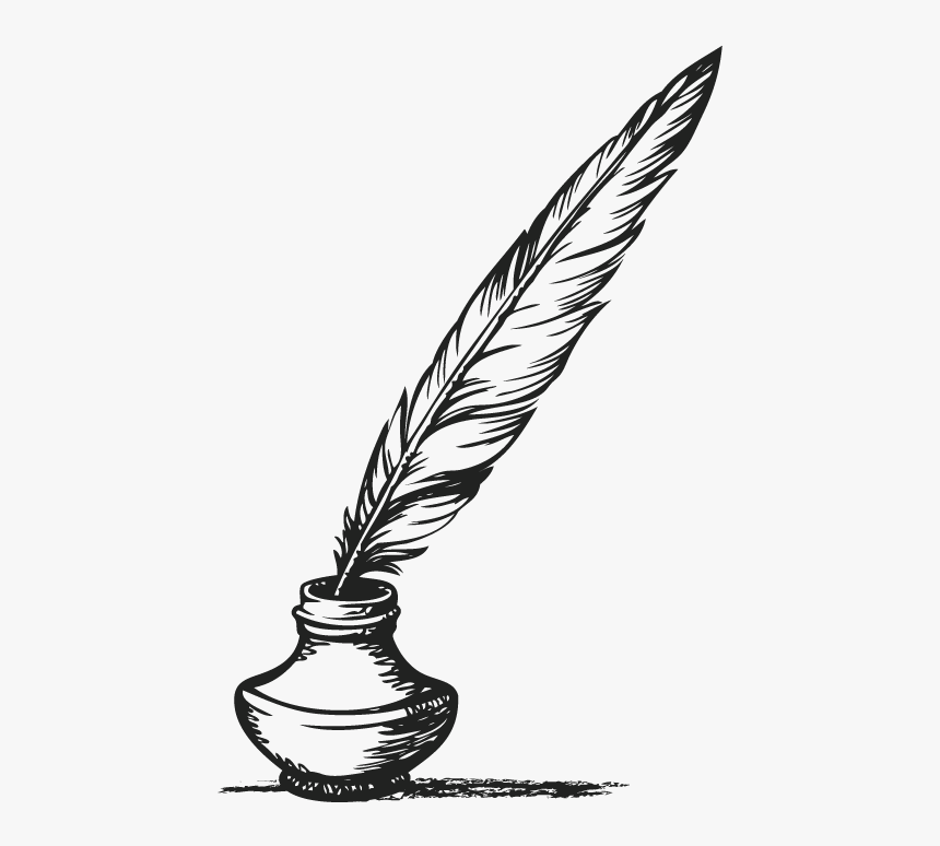 Feather Clipart Pen And Ink - Transparent Background Quill And Ink Clipart, HD Png Download, Free Download