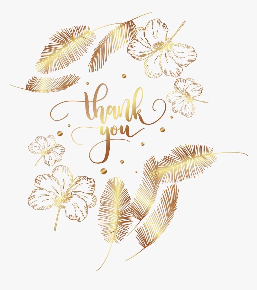 Golden Feather Flowers Icon Png Download Free Clipart - Png Clipart Wedding Thank You Png, Transparent Png, Free Download