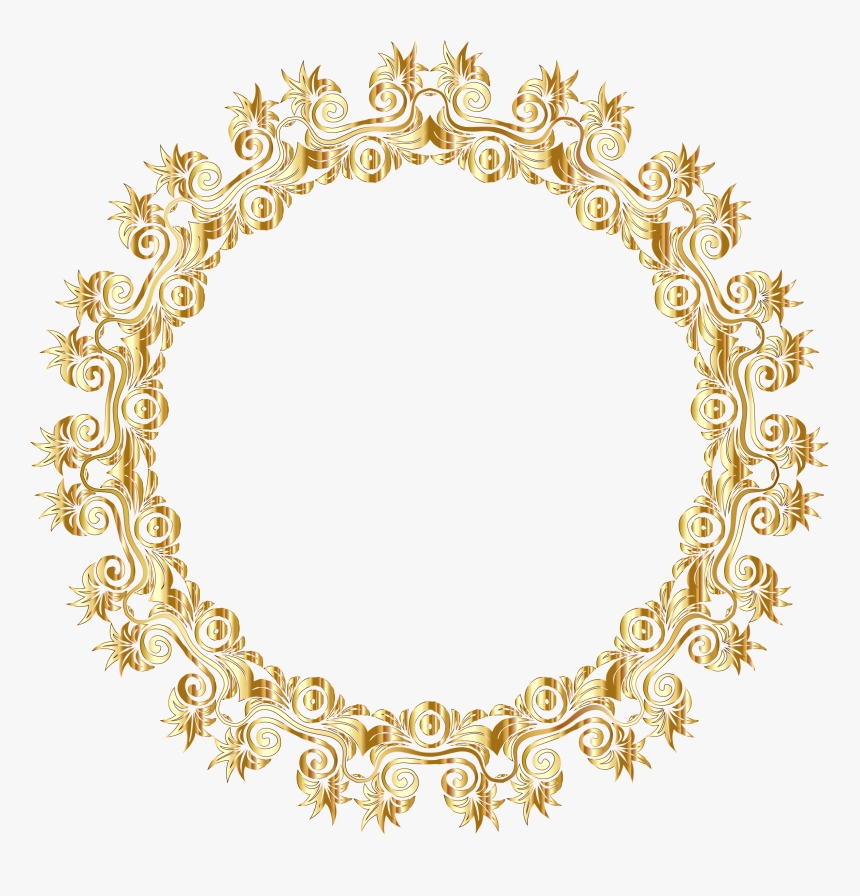 Gold Floral Flourish Motif Frame No Background Clip - Circle Of Fleur De Lis, HD Png Download, Free Download