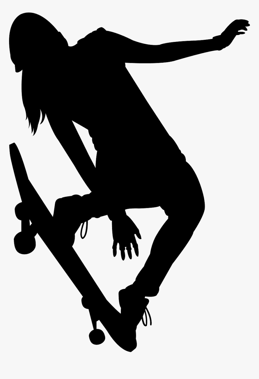 Girl On Skateboard Silhouette, HD Png Download, Free Download