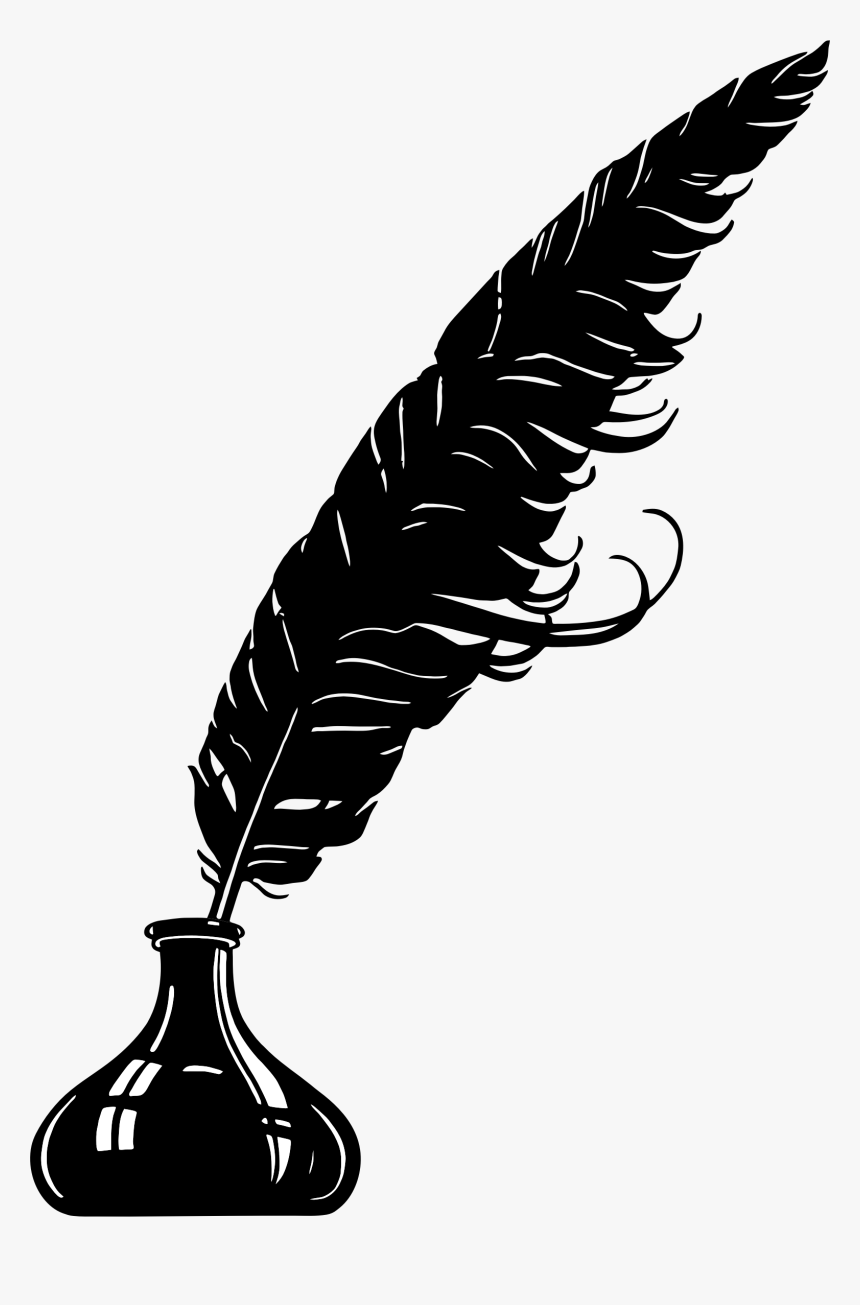 Vintage Feather Inkwell Silhouette Clip Arts - Silhouette Of A Quill, HD Png Download, Free Download